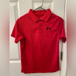 Under Armour red like new polo embroidered logo YXL